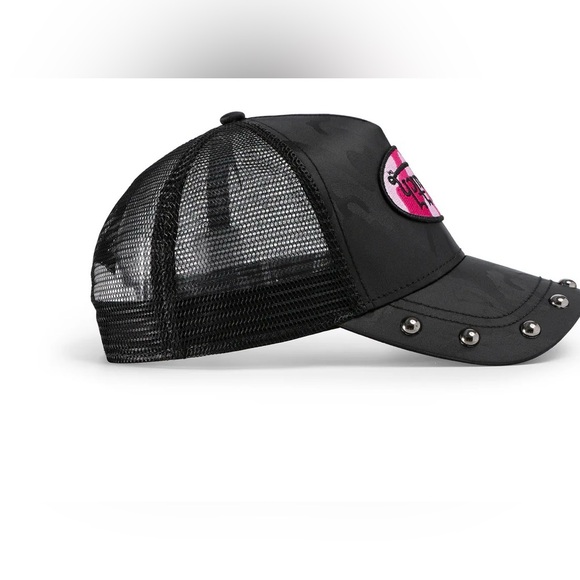 Von Dutch Black Mesh Trucker Hat with Pink Logo Patch main image 6